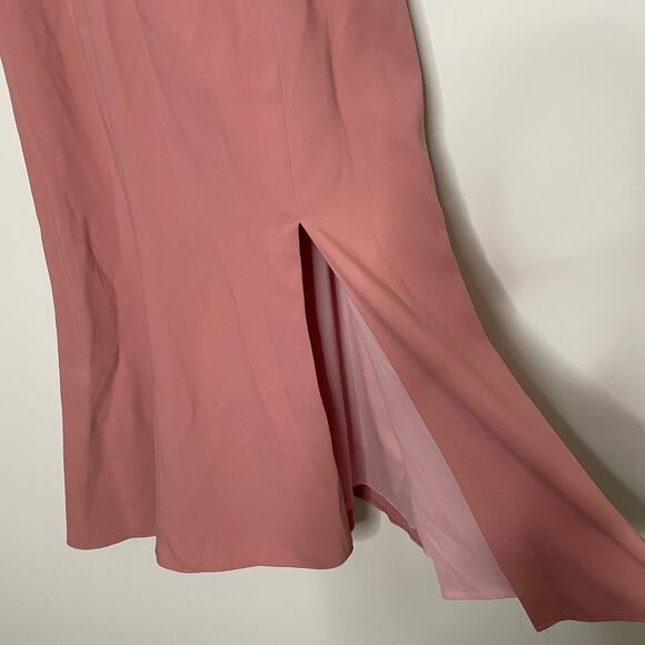 NWT Dessy Collection 3069 BUSTIER CREPE MIDI DRESS bow strap Desert Rose size 12 - Picture 6 of 8